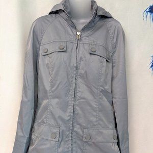 Calvin Klein Silver Raincoat with Hood